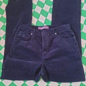 Gloria Vanderbuilt VINTAGE Blue High Waisted Corduroy Pants Size 10